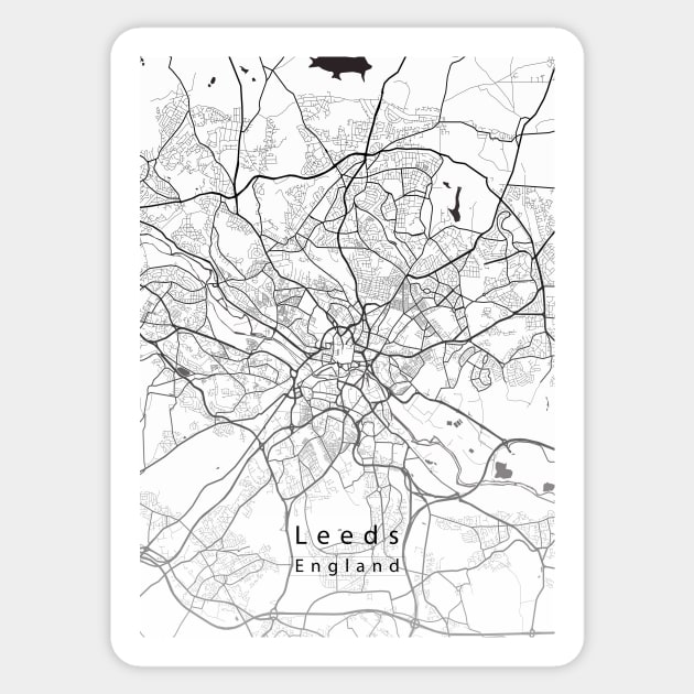 Leeds England City Map Sticker by Robin-Niemczyk